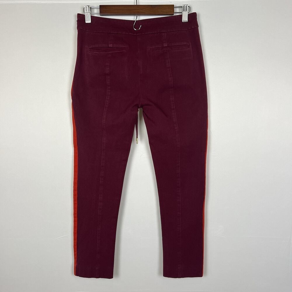 Anthropologie Burgundy Side Stripe Jogger Pants Sporty Chic Pull-On Trousers 4 - Picture 6 of 12